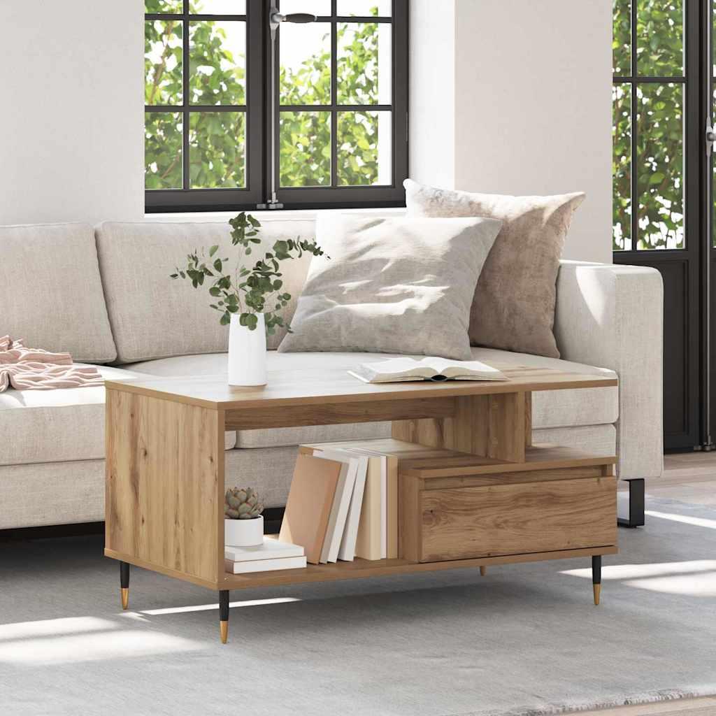 Sofabord med skuffe artisan eg 90 x 49 x 45 cm Konstrueret træ