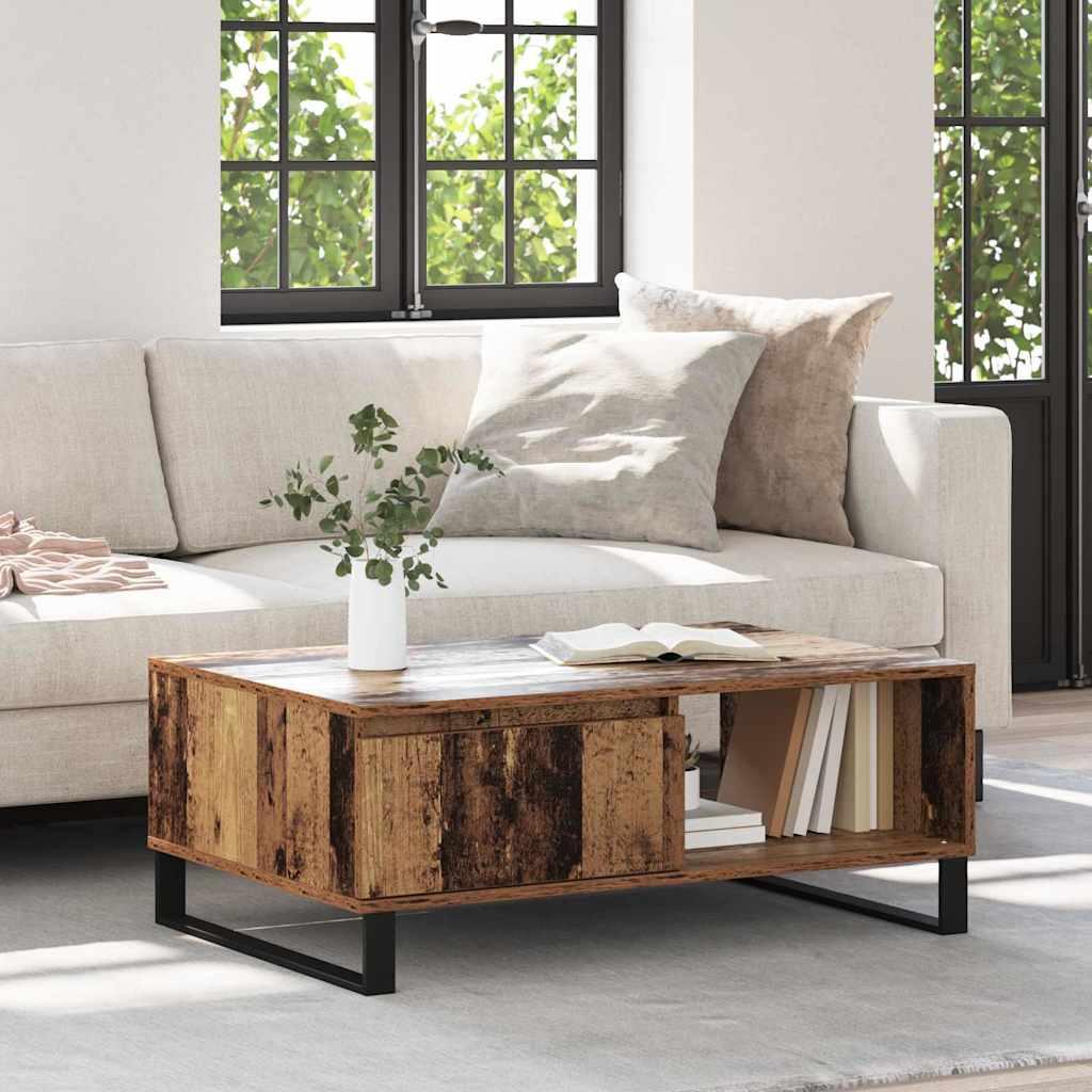 Sofabord med skuffe Gammelt træ 90 x 60 x 35 cm Konstrueret træ