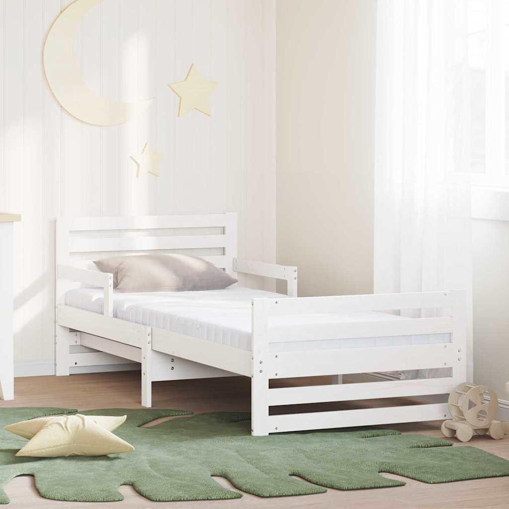 Sengestel med madras Hvid 80 x 200 cm Massiv fyrretræ