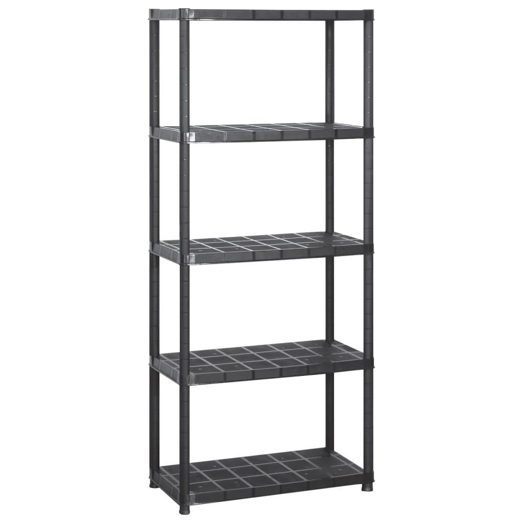 Opbevaringsreol 5 hylder - sort, 2 stk. 71 x 38 x 170 cm