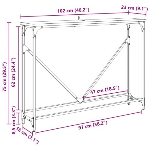 Konsolbord Sort eg 102 x 22,5 x 75 cm Konstrueret træ
