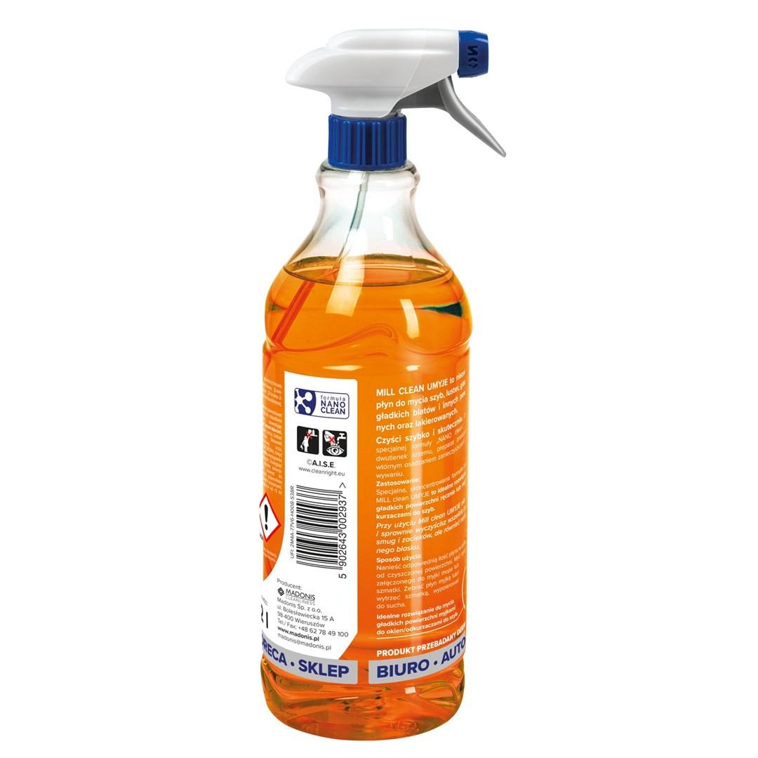Glasrens Mill Clean - til vinduer, spejle og fliser, appelsinduft 1,22 l