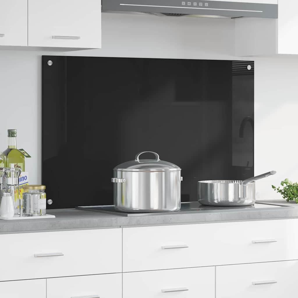 Køkkenbacksplash 70 X 40 Cm Hærdet Glas - Sort / 100 x 60 x 0,8 cm