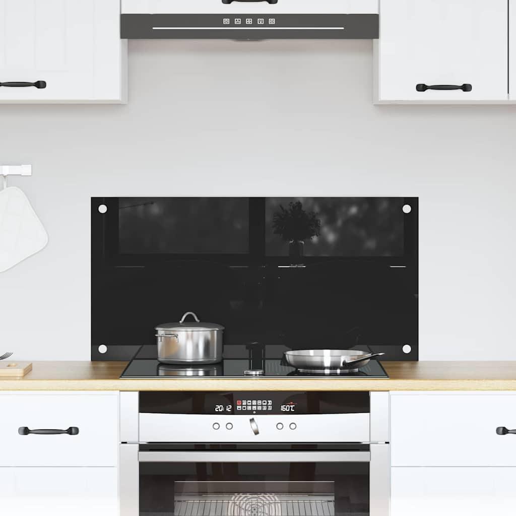 Køkkenbacksplash 70 X 40 Cm Hærdet Glas - Sort / 80 x 40 x 0,8 cm