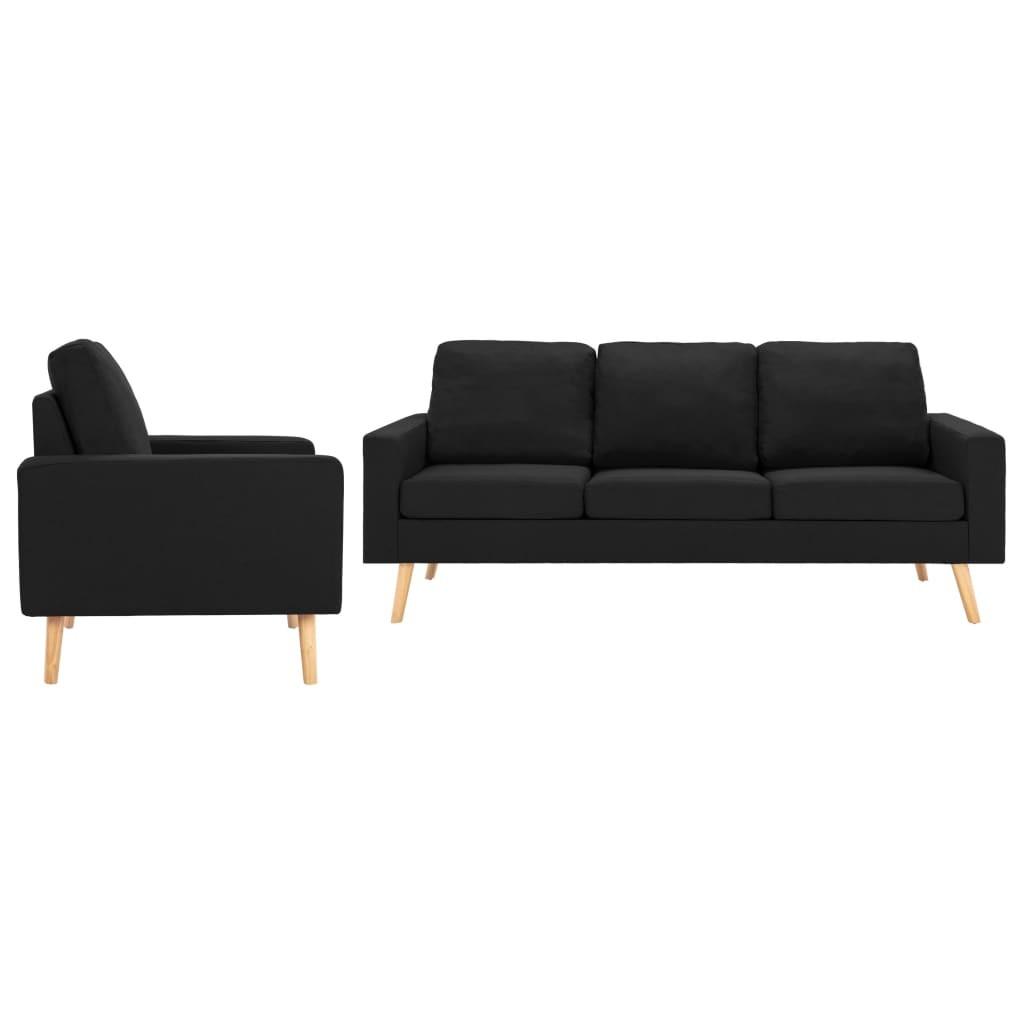 Sofasæt 2 Dele Stof Sort