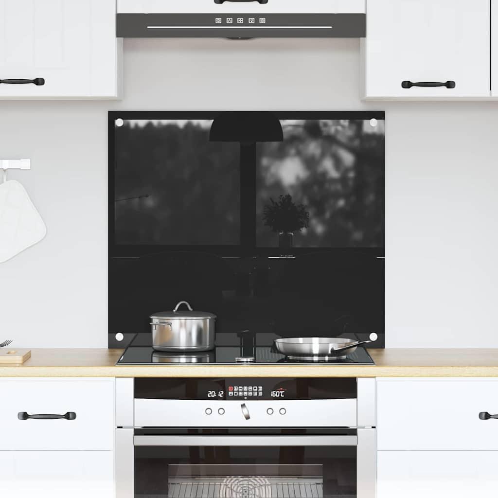Køkkenbacksplash 70 X 40 Cm Hærdet Glas - Sort / 70 x 60 x 0,8 cm