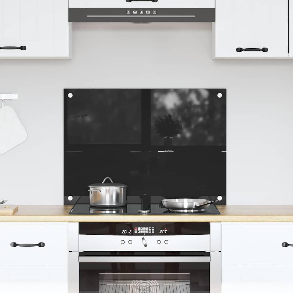 Køkkenbacksplash 70 X 40 Cm Hærdet Glas - Sort / 70 x 50 x 0,8 cm