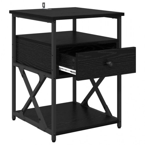 Sengeborde 2 stk. sort eg 40 x 42 x 55 cm