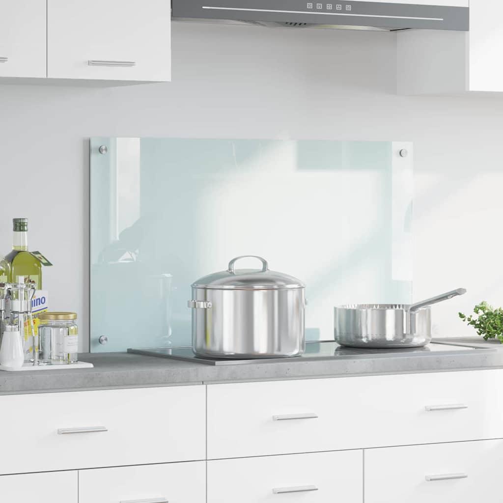 Køkkenbacksplash 70 X 40 Cm Hærdet Glas - Hvid / 90 x 50 x 0,8 cm