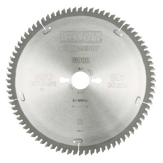 Rundsavklinge 250 mm - DeWALT DT4287, 80 tænder, 30 mm boring