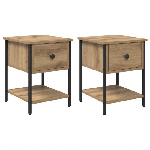 Sengebord 2 stk artisan eg 34 x 35,5 x 45 cm Konstrueret træ