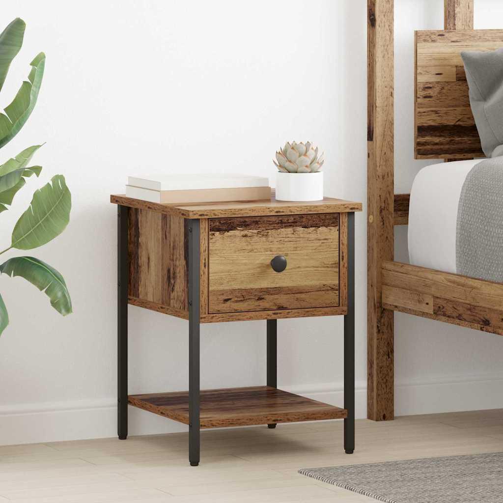 Sengebord 2 stk Gammelt træ 34 x 35,5 x 45 cm Konstrueret træ