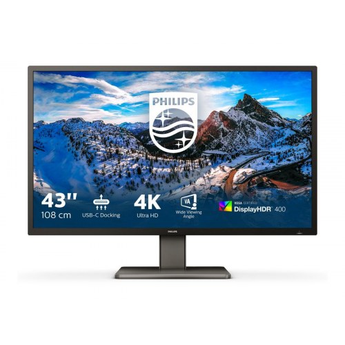 Skærm 43" Philips 4K UHD VA med USB-C, HDMI, DisplayPort - 60 Hz