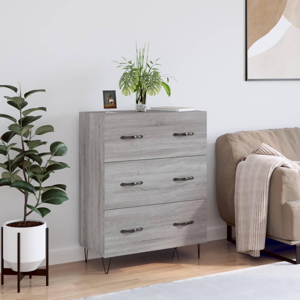 vidaXL skænk 69,5x34x90 cm konstrueret træ grå sonoma-eg