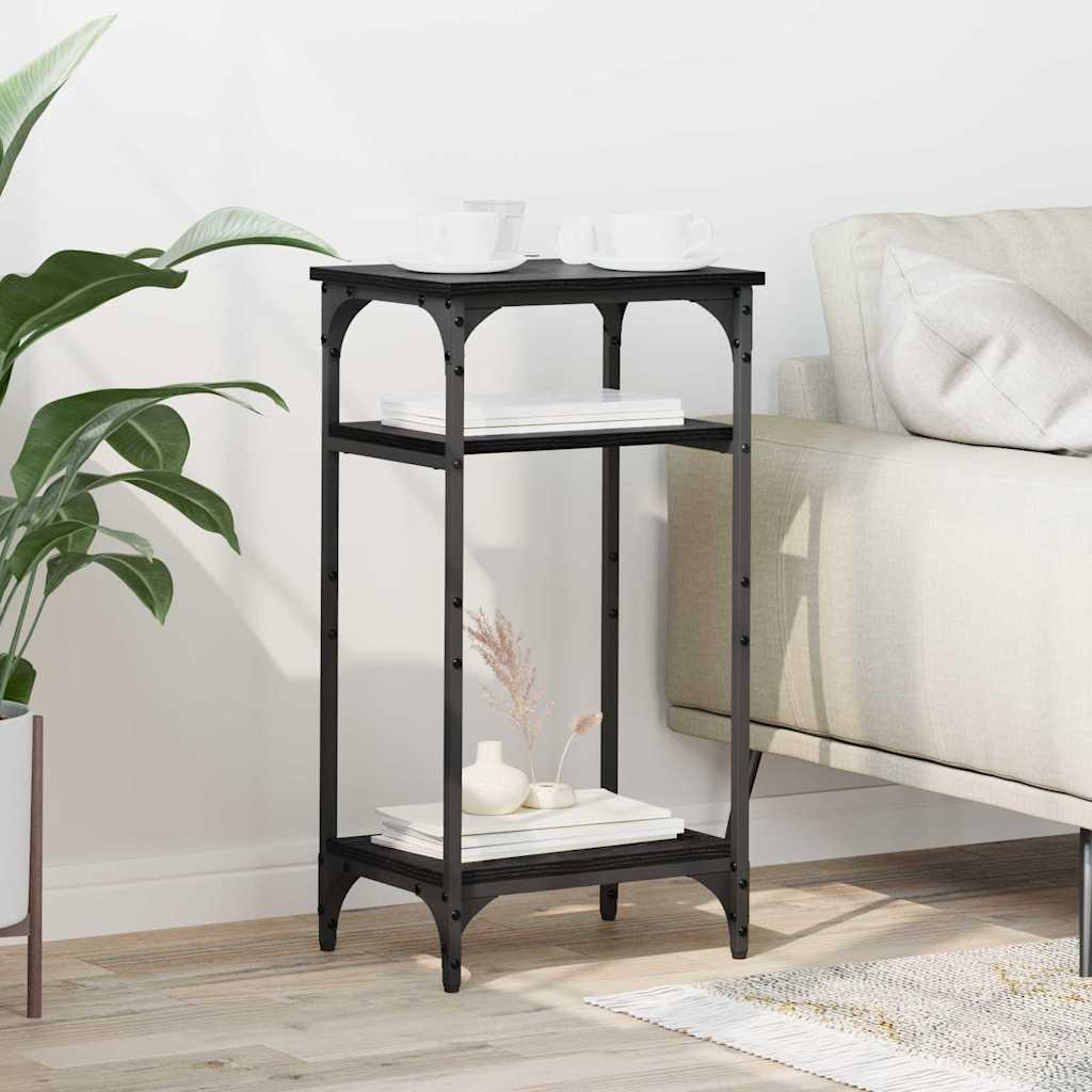 Sidebord med hylde Sort eg 40 x 30 x 75 cm Konstrueret træ