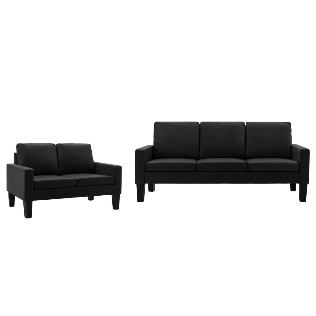 2 personers sofa kunstlæder sort