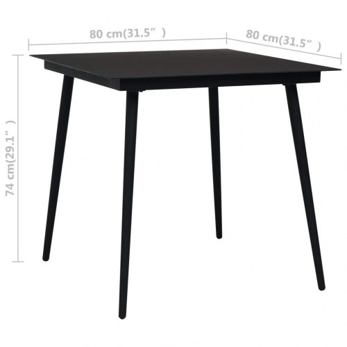 Spisebordssæt til haven 3 dele - sort og brun, glasbord + 2 polyrattanstole