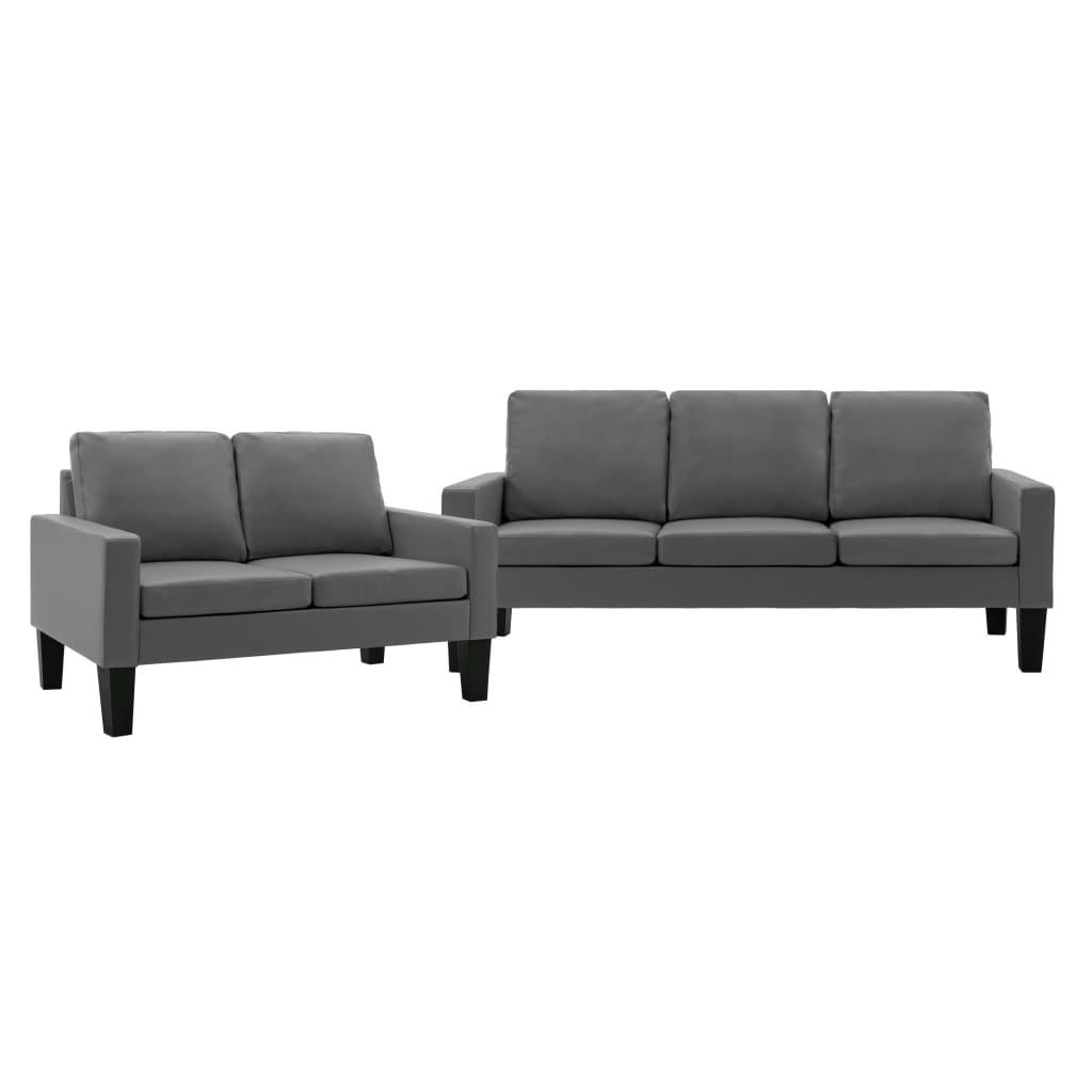 2 personers sofa kunstlæder grå