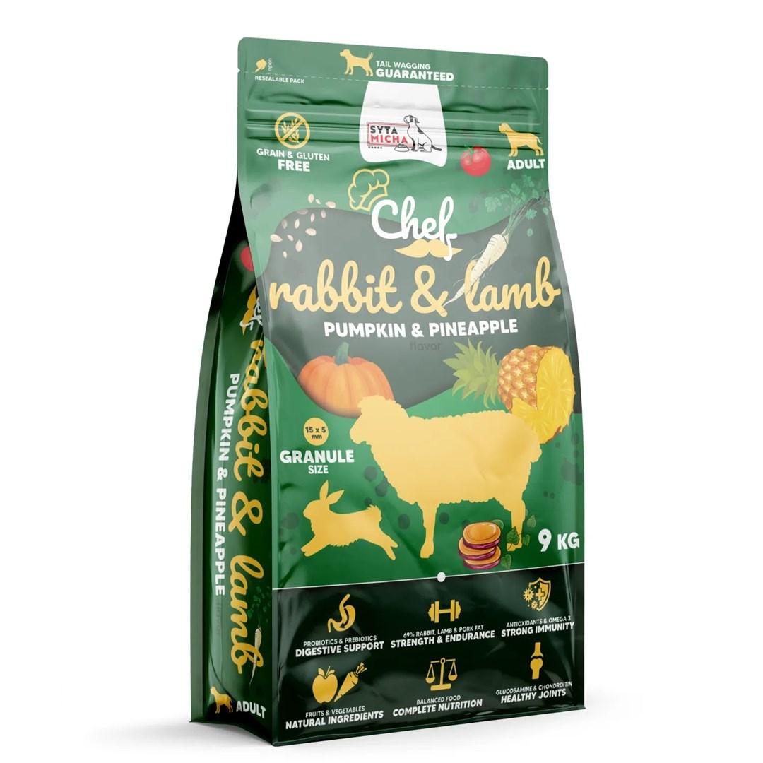 Hundefoder tørfoder SYTA MICHA Chef – kanin & lam med græskar og ananas, 9 kg