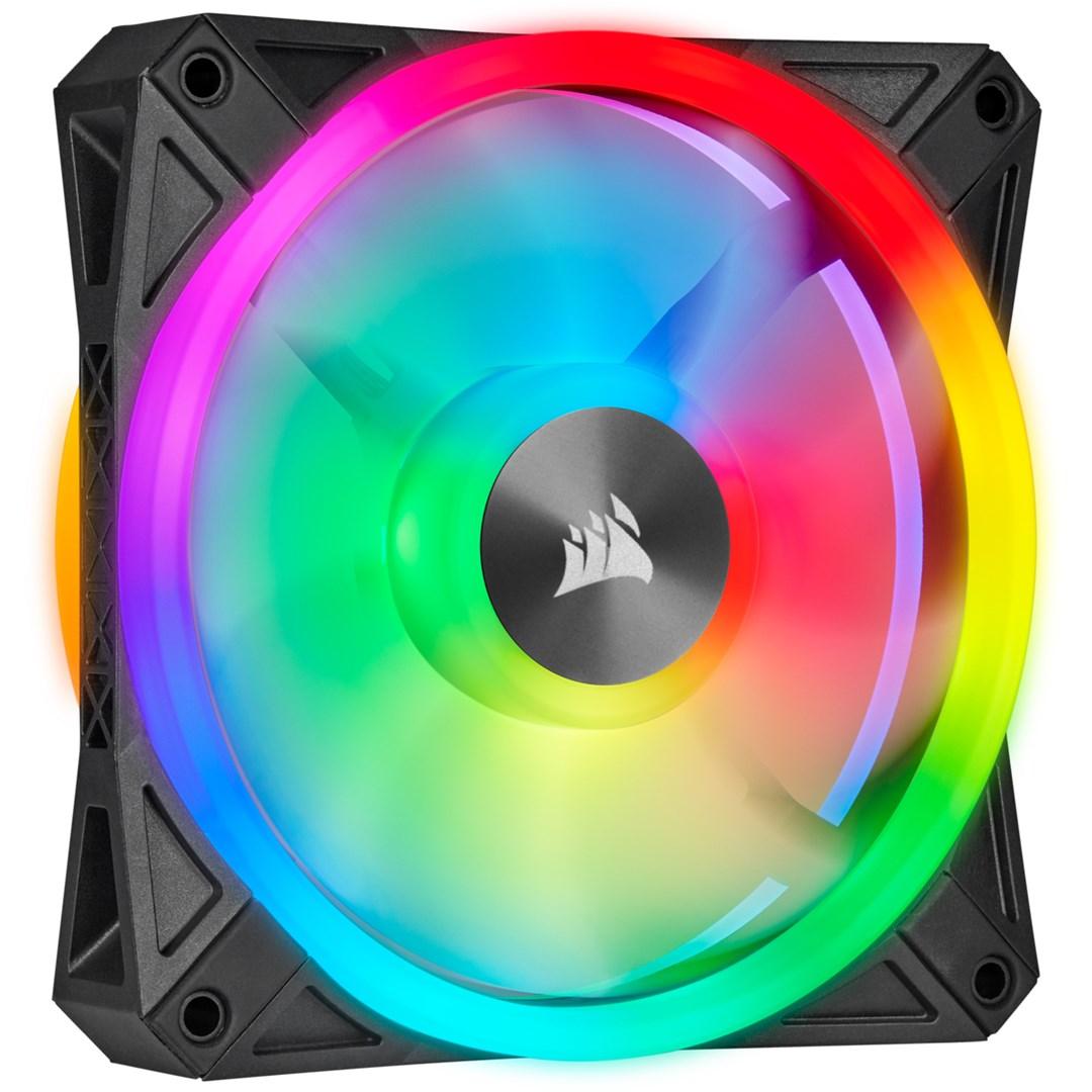 Kabinetsventilator 140 mm Corsair iCUE QL140 RGB – sort/grå (2 stk.) billede