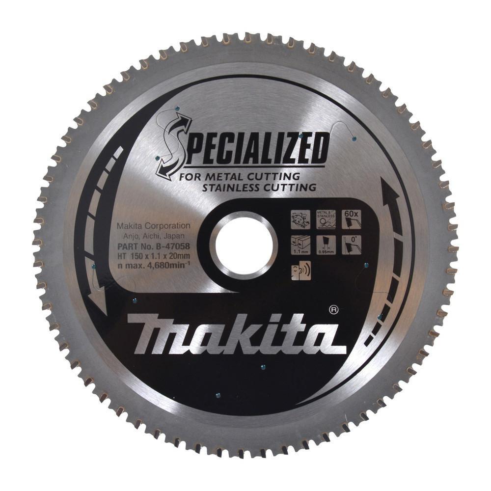 Rundsavsklinge Makita 150 × 20 mm, 60 tænder - til metal og rustfrit stål (DCS551/DCS53)
