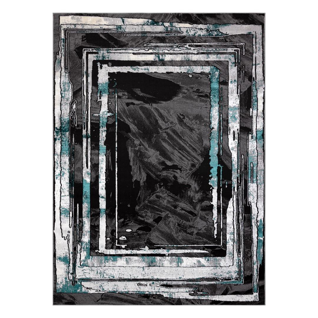 Gulvtæppe 120x170 grå - Hakano Welli Frame