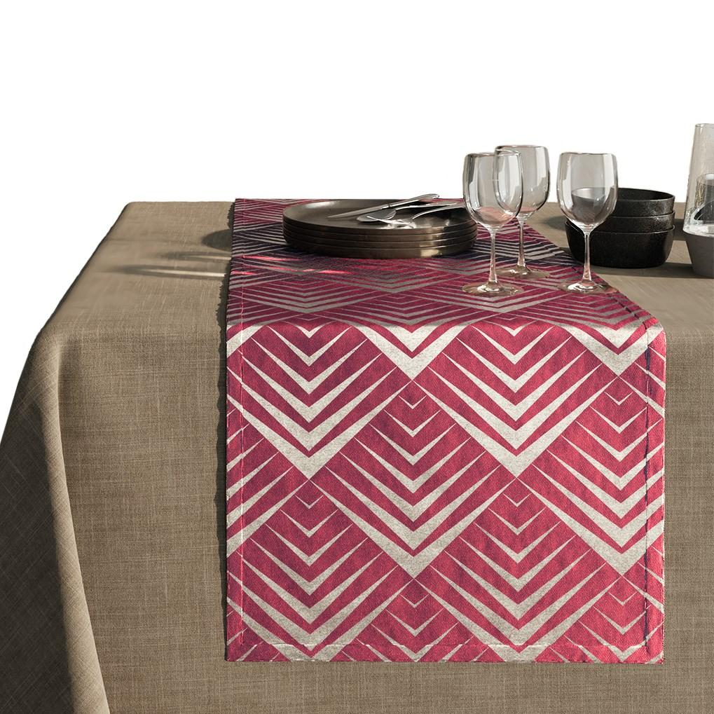Dug lyserød med geometrisk motiv 110×160 cm - Piramides by AmeliaHome
