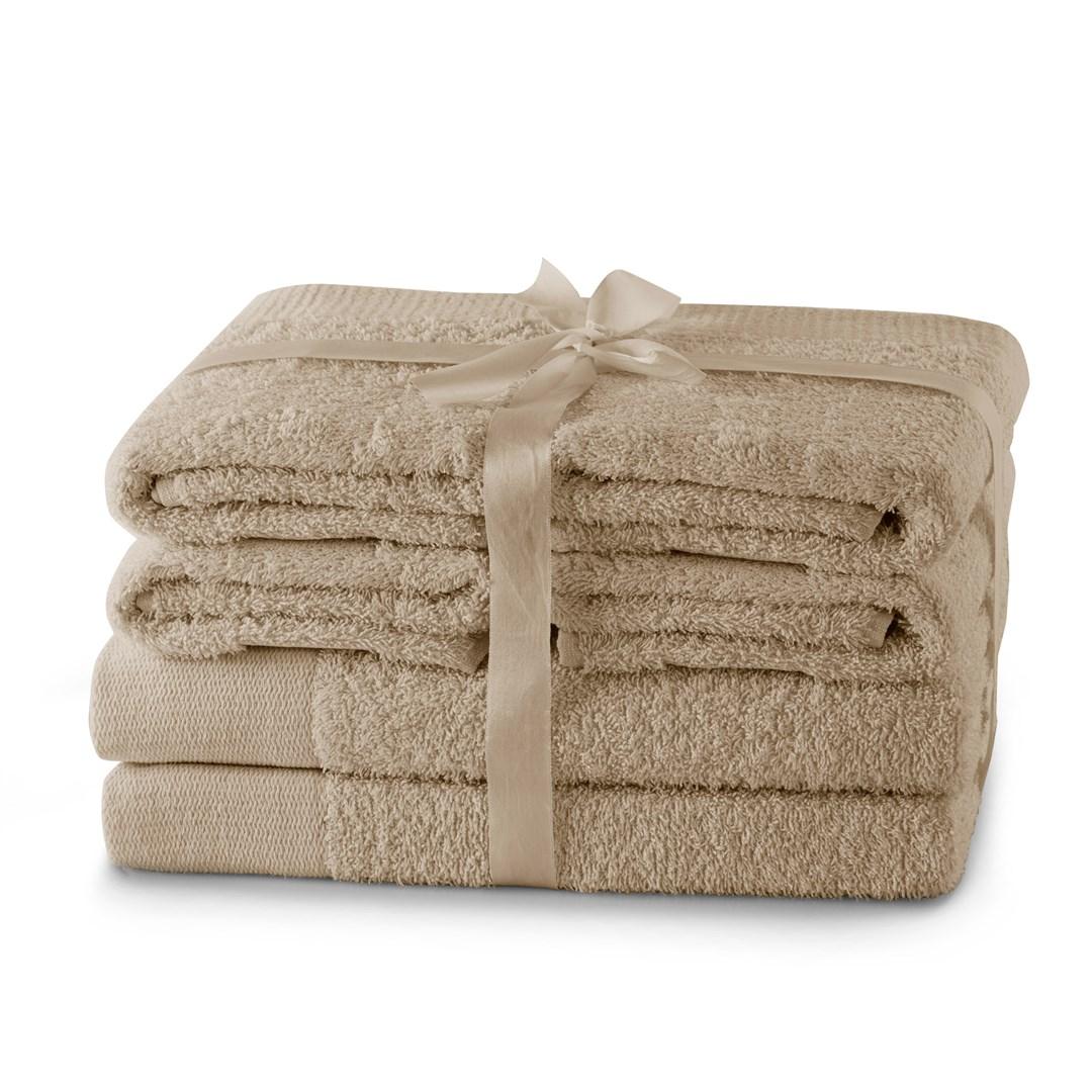 Håndklædesæt AmeliaHome Amari - beige, klassisk, 2×70×140 + 4×50×100, 100 % bomuld