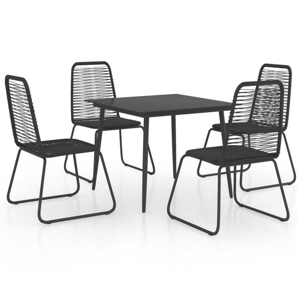 Spisebordssæt Til Haven 3 Dele Polyrattan Sort - 4 / 80 cm bordlængde