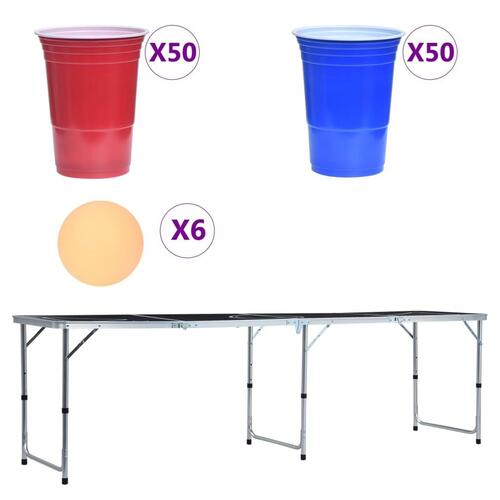 Foldbart beer pong-bord med kopper og bolde 240 cm