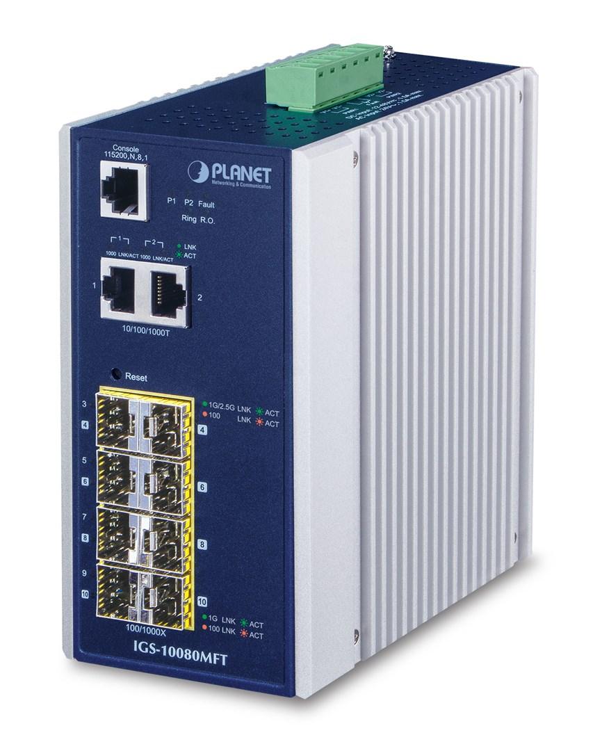 Netværksswitch Planet IGS-10080MFT - Managed Gigabit, blå/hvid billede