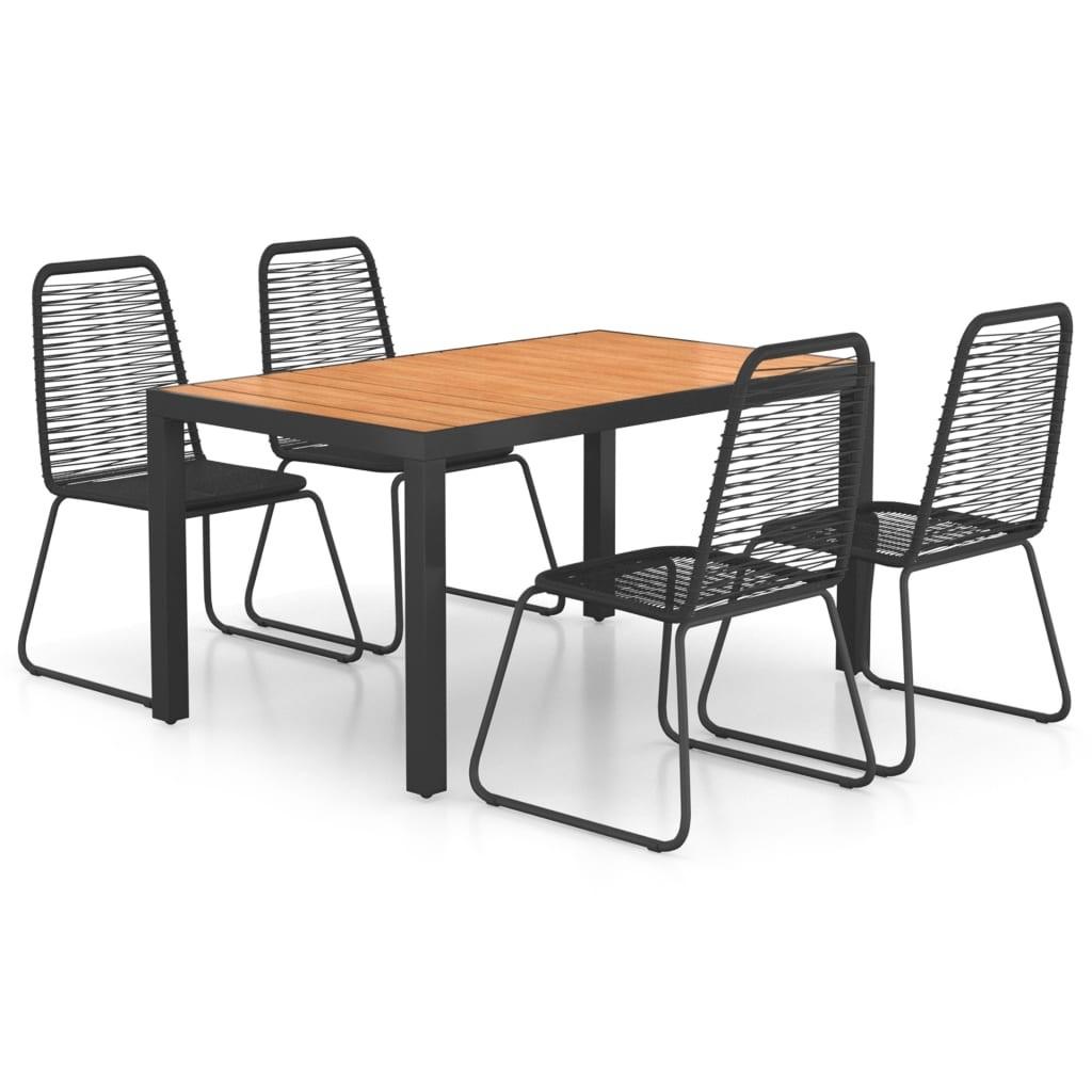 Spisebordssæt Til Haven 3 Dele Polyrattan - 4 / Sort og brun / 150 cm bordlængde