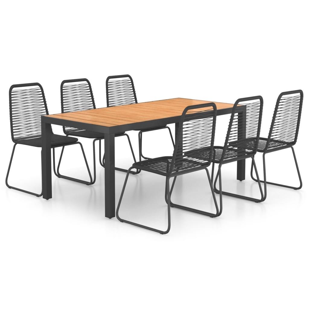 Spisebordssæt Til Haven 3 Dele Polyrattan - 6 / Sort og brun / 184.5 cm bordlængde