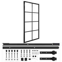 Skydedør m. monteringssæt 90x205 cm aluminium og sikkerhedsglas