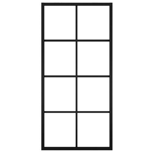 Skydedør m. monteringssæt 90x205 cm aluminium og sikkerhedsglas