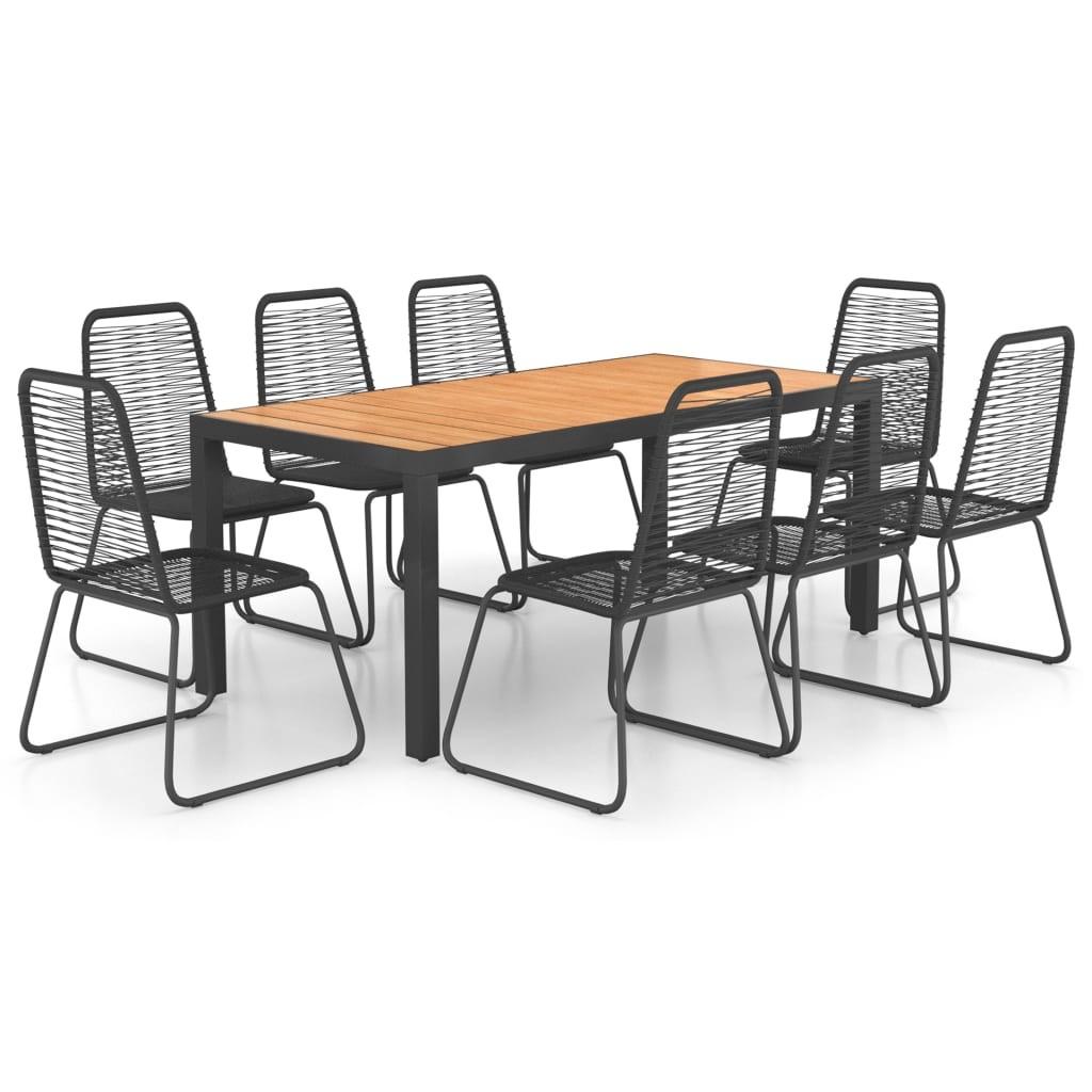 Spisebordssæt Til Haven 3 Dele Polyrattan - 8 / Sort og brun / 184.5 cm bordlængde