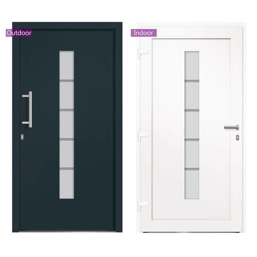 Hoveddør 100x200 cm aluminium og PVC antracitgrå
