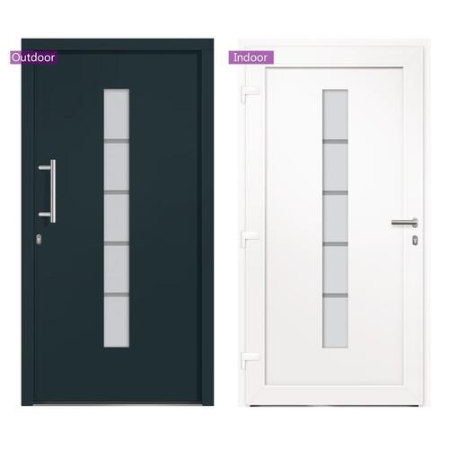 Hoveddør 100x210 cm aluminium og PVC antracitgrå