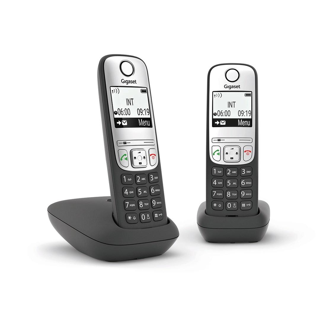 Fastnettelefon – Gigaset A690 Duo med nummervisning, sort/sølv billede