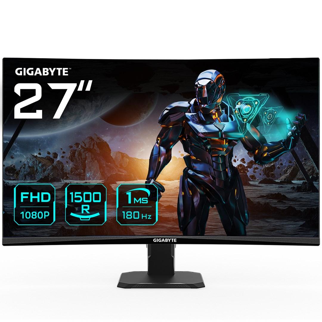 27" gaming skærm - Gigabyte GS27FC, FHD, 180 Hz, 1 ms, buet billede