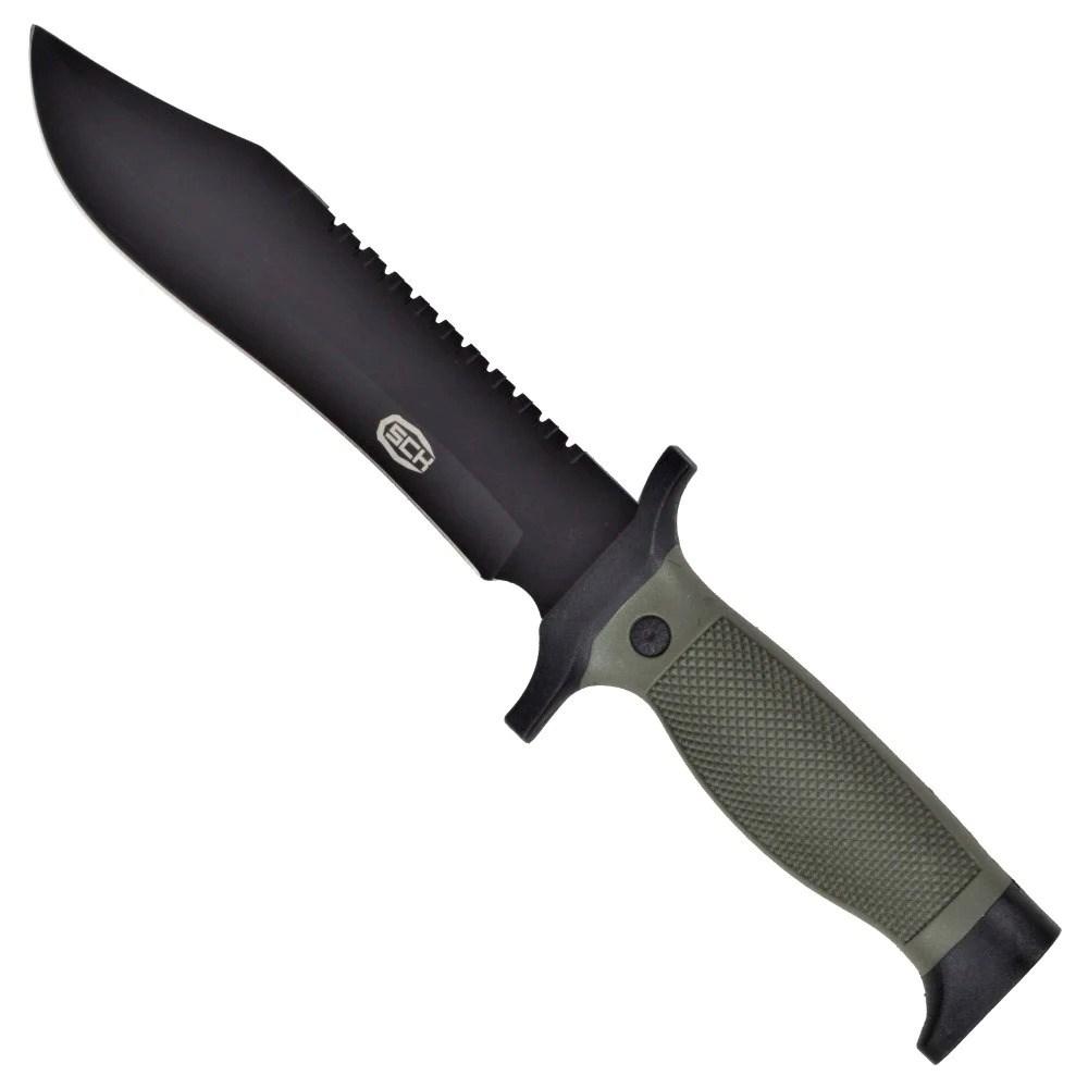 Taktisk kniv speck SCK 828-4 – olivengrøn, savtakket klinge