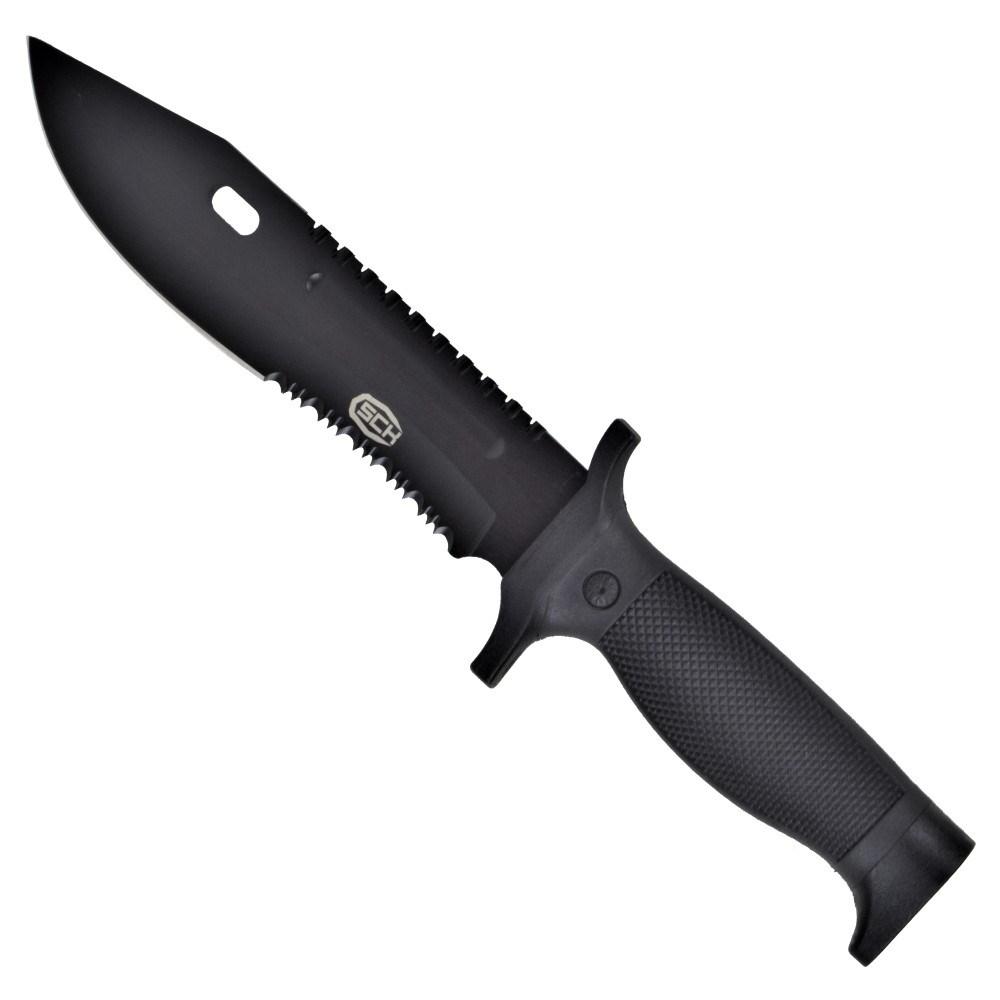 Taktisk kniv speck SCK 828-6 - sort, serrateret stÃ¥lklinge
