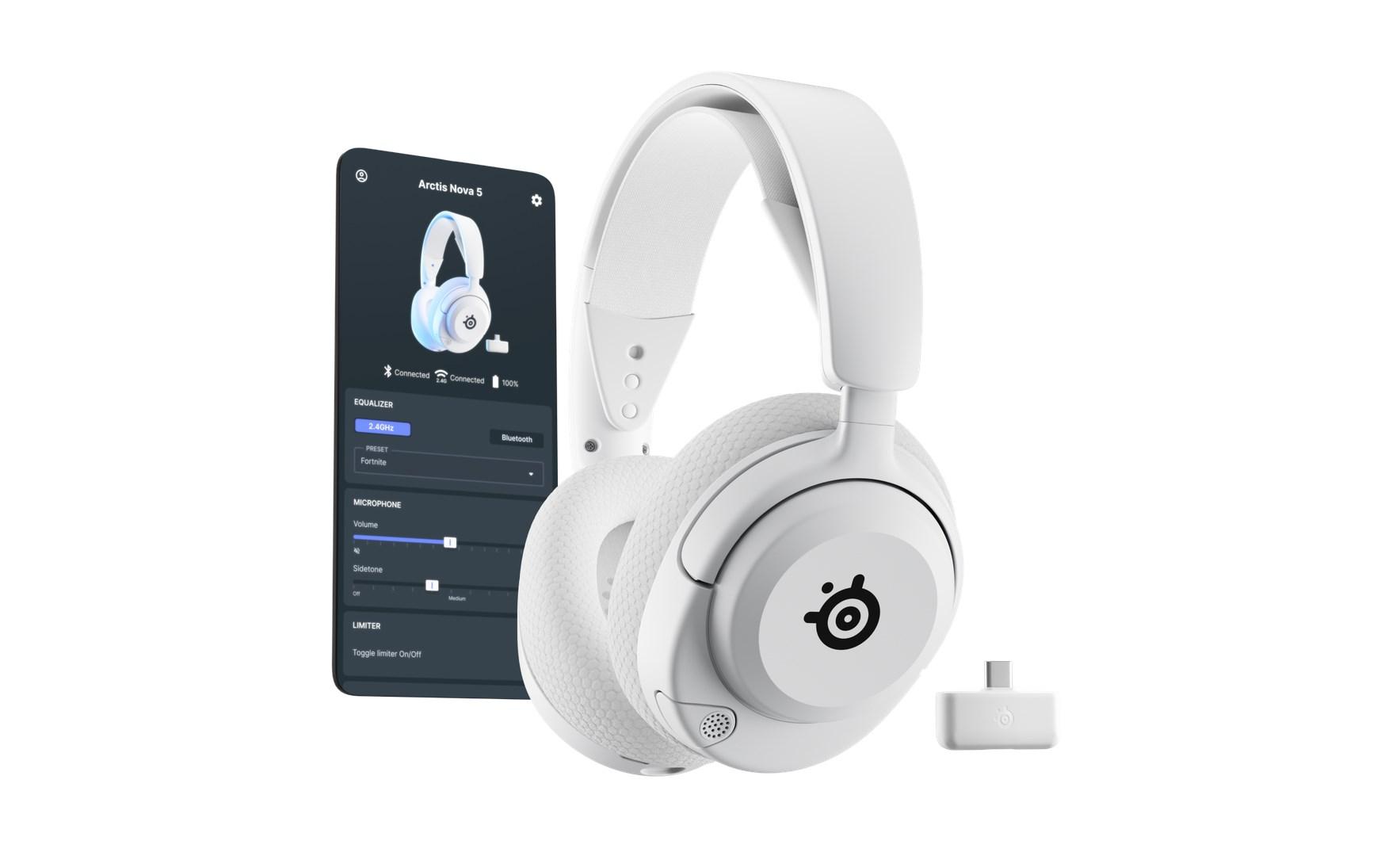 Trådløst gaming-headset SteelSeries Arctis Nova 5P – USB-C & Bluetooth – Hovedbøjle – Hvid billede