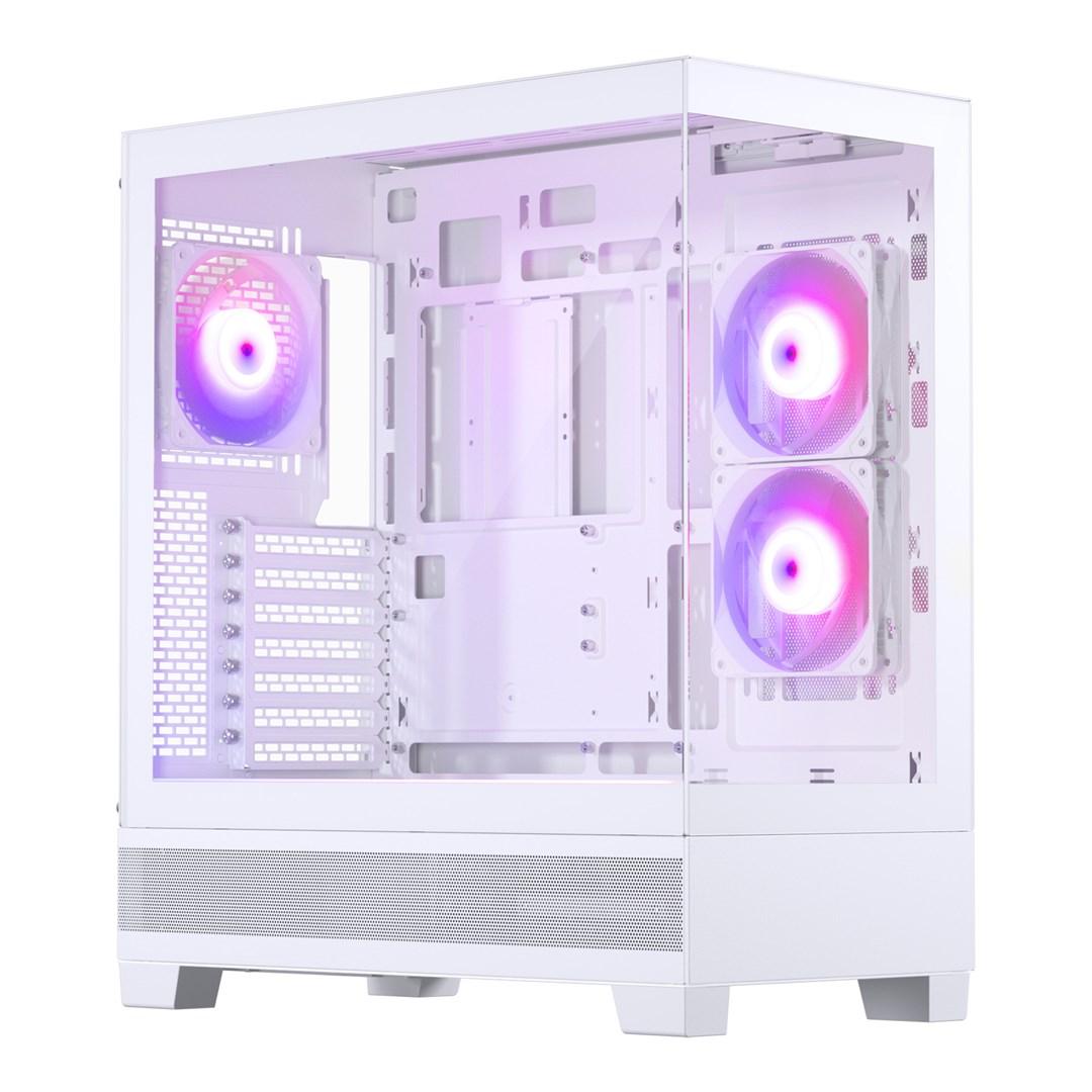 Phanteks XT View - Tower - udvidet ATX - sidepanel med vindue (hærdet glas) - ingen strømforsyning (ATX) - hvidmatteret - USB/Lyd