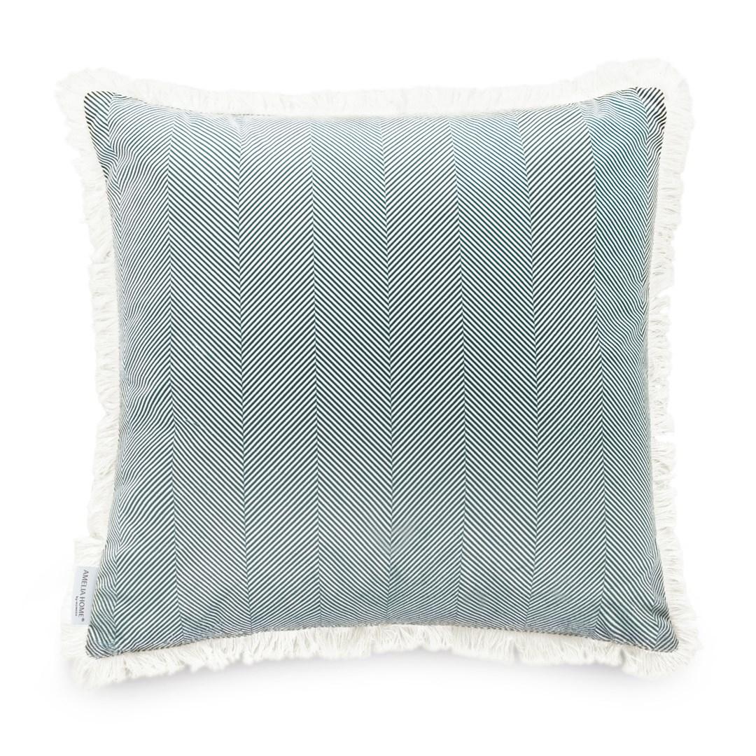 Pyntepude 45x45 cm fløjl med frynser – AmeliaHome CLEAR, flaskegrøn
