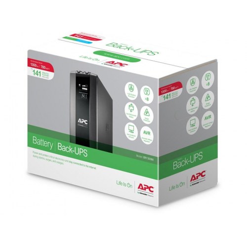 UPS strømbackup APC Back-UPS Pro 1300VA/780W, tårn, 230V, 8x IEC C13, AVR, LCD