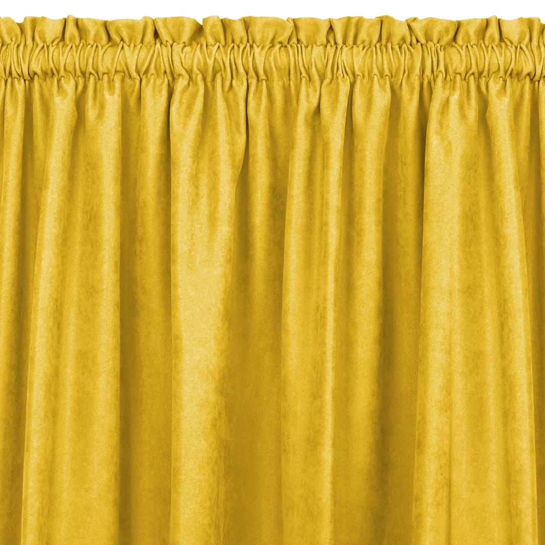 Mørklægningsgardin chenille 560×300 cm sennepsgul - HOMEDE MILANA, klassisk, tunnel 5 cm