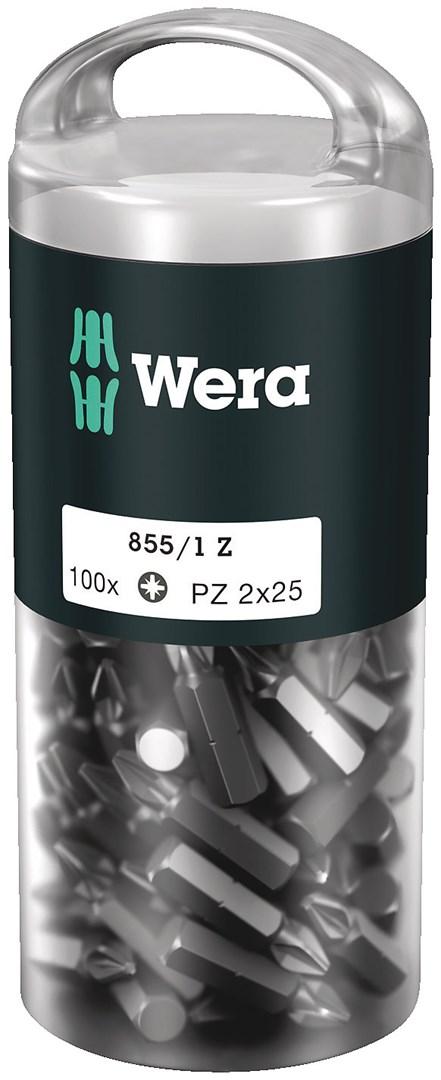 Skruetrækkerbits Pozidriv PZ2 25 mm - Wera 855/1 Z DIY, 100 stk. billede