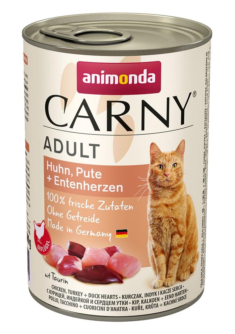 Vådfoder til kat – Animonda Carny Adult kylling, kalkun og andehjerter 400 g