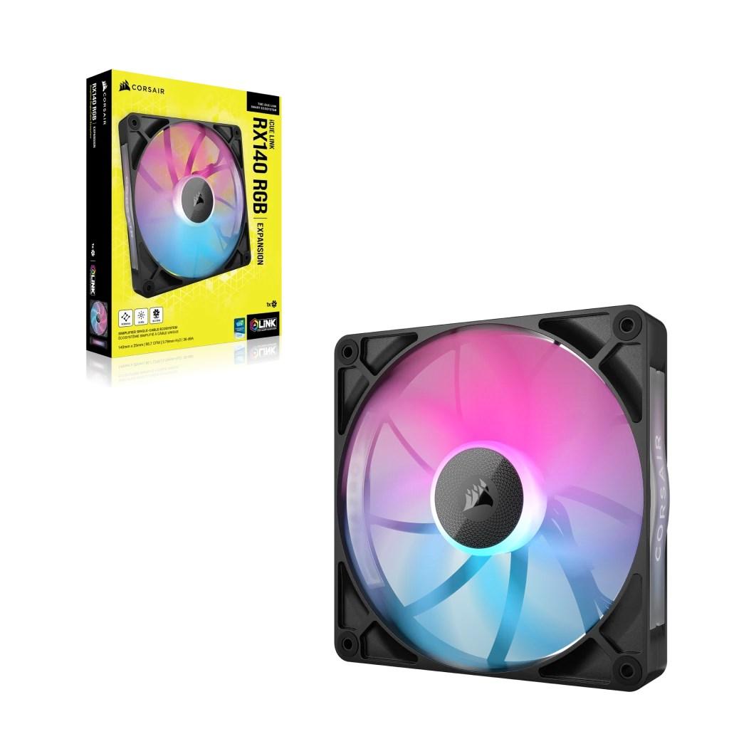 Kabinetventilator 140 mm - Corsair iCUE LINK RX140 RGB, sort billede